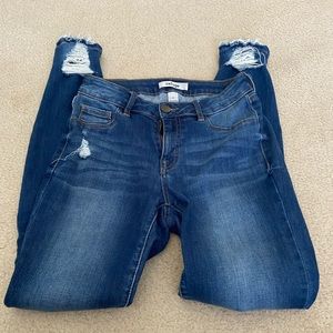 Refuge Distressed Skinny Medium Blue Jeans-Size 0